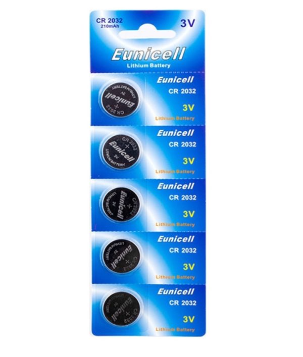 CR2032 battery pack of 5 eunicell brand 3V replacement lithium