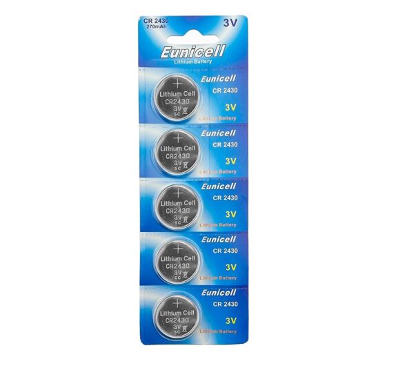 pack of 5 CR2430 lithium batteries eunicell brand blue